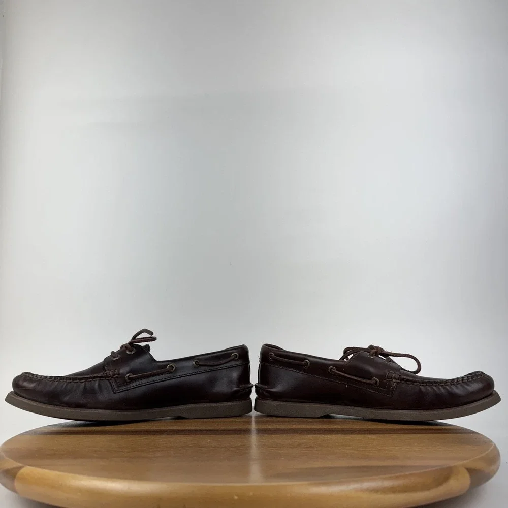 Mens Sperry Top-Sider Gold Cup 2-Eye Brown Leather Boat Deck Shoes Size 10 M GUC